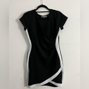 Almost Famous Black and White V Neck Dress